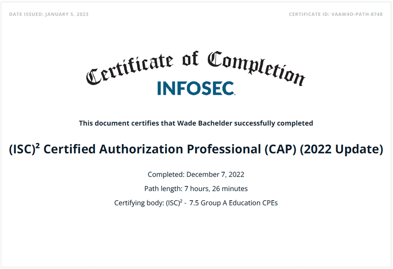 Certified Authorization Professional (CAP)