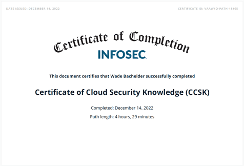 Certificate of Cloud Security Knowledge (CCSK)