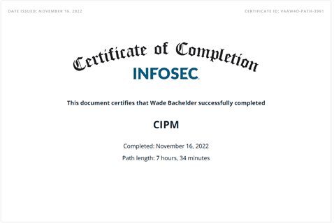 Certified Information Privacy Manager (CIPM)