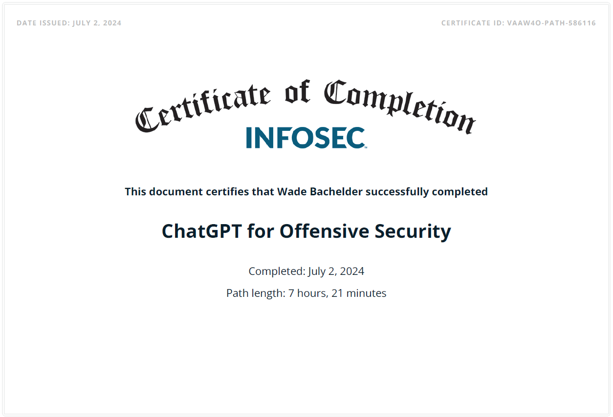 ChatGPT for Offensive Security